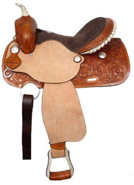 Double T Double T Floral Tooled Barrel Saddle