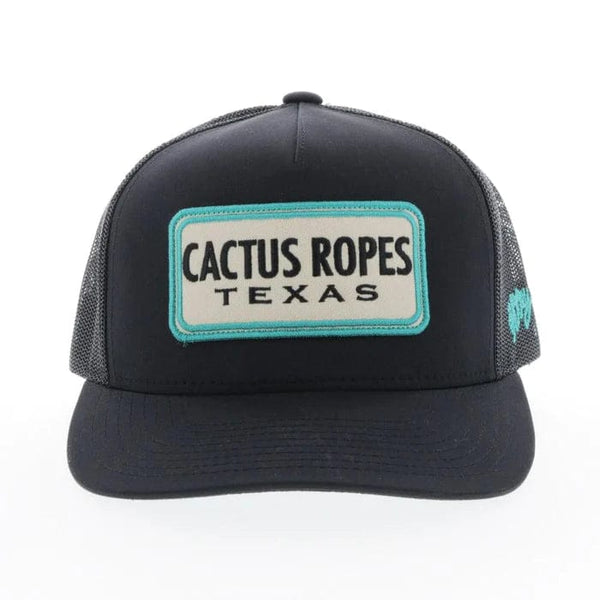 Hooey Hooey Mens Cactus Ropes Black Trucker Hat w/ Turquoise/Tan Patch