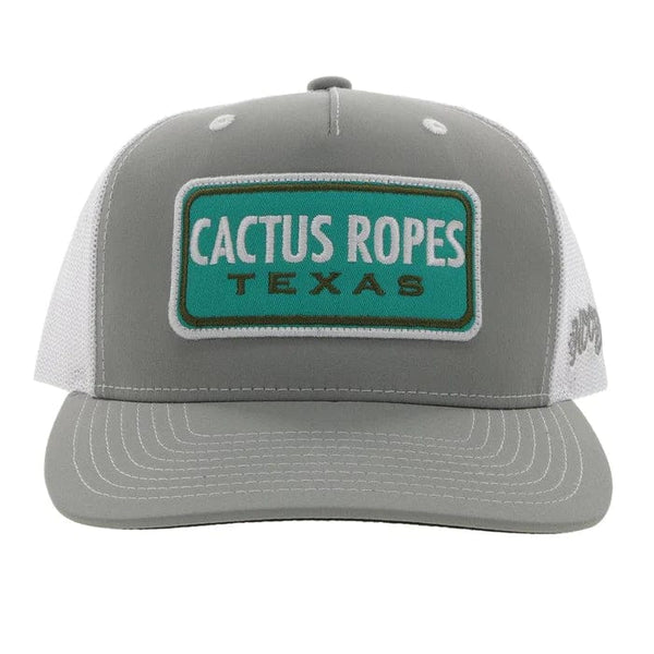 Hooey Hooey Youth Cactus Ropes Grey/White Trucker Hat w/ Turquoise/White Patch