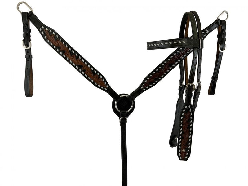 Showman 16" Economy Two-Tone Black & Medium Oil Barrel Saddle Set