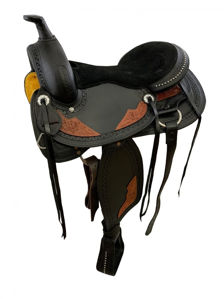 Showman 16" Economy Two-Tone Black & Medium Oil Barrel Saddle Set