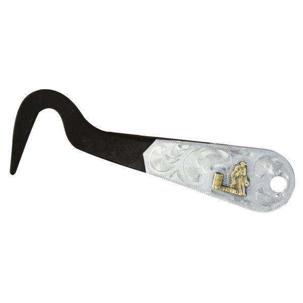 Showman 6" Brown Steel Silver Engraved Hoof Pick