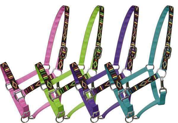 Showman Full Size Adjustable Halter With Embroidered Navajo Designs