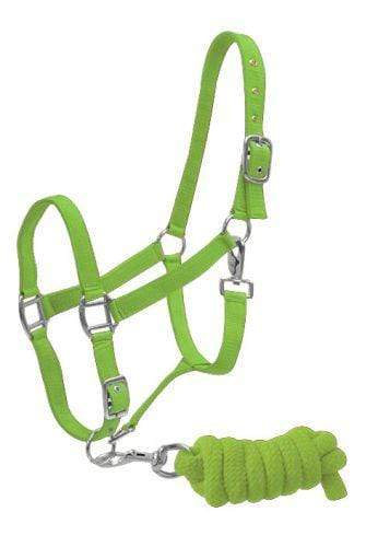 Showman Full Size Adjustable Nylon Halter With 7' Lead