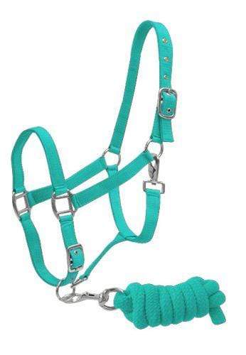 Showman Full Size Adjustable Nylon Halter With 7' Lead