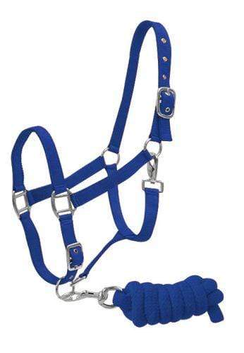Showman Full Size Adjustable Nylon Halter With 7' Lead
