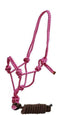 Showman Horse Size Braided Nylon Cowboy Knot Rope Halter With Removable 7.5' Lead