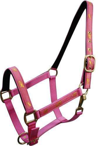 Showman Horse Size Nylon Halter With "Running Horse" Overlay