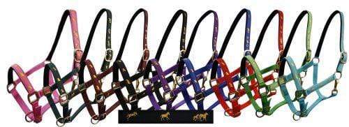 Showman Horse Size Nylon Halter With "Running Horse" Overlay