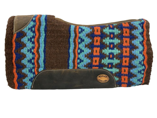 Showman Klassy Cowgirl 28" x 30" Brown and Turquoise Colored Memory Felt Bottom Saddle Pad