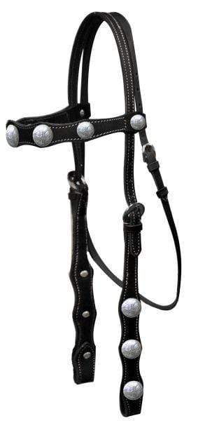 Showman Leather Headstall With Silver Conchos