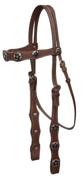 Showman Leather Headstall With Silver Star Conchos