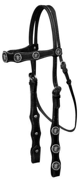 Showman Leather Headstall With Steer Head Conchos
