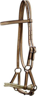 Showman Leather Side Pull With Double Rope Nose