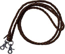 Showman One Piece Leather Braided Roping Reins