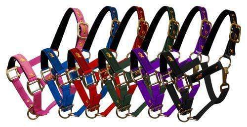 Showman Pony Size Nylon Halter With "Running Horse" Overlay