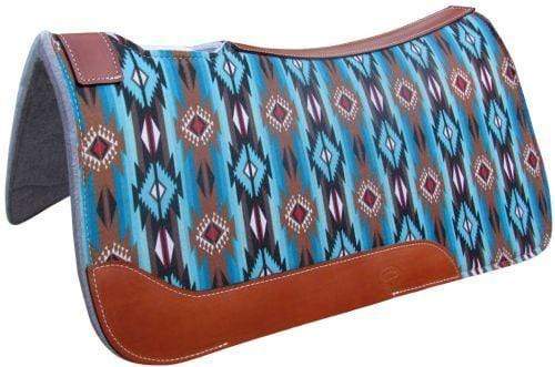 Showman Showman 31" x 32" Teal and Brown Southwest Printed Solid Felt Saddle Pad