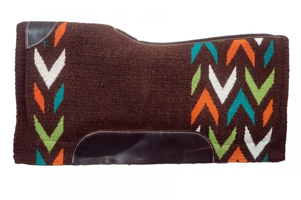 Showman Showman 34" x 36" x 3/4" Teal, Orange, White and Brown Colored Memory Felt Bottom Saddle Pad