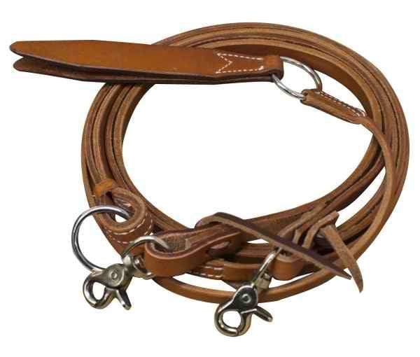 Showman Showman 8' Argentina Cow Leather Romal Reins With Leather Popper