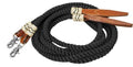 Showman Showman 8' Rolled Nylon Split Reins With Leather Poppers