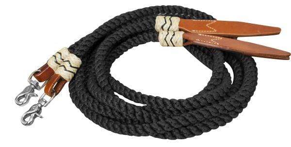 Showman Showman 8' Rolled Nylon Split Reins With Leather Poppers