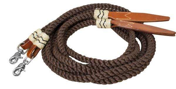 Showman Showman 8' Rolled Nylon Split Reins With Leather Poppers