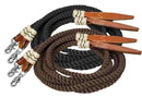 Showman Showman 8' Rolled Nylon Split Reins With Leather Poppers