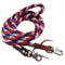 Showman Showman 96" Red, White And Blue Braided Nylon Barrel Style Reins With Scissor Snap Ends