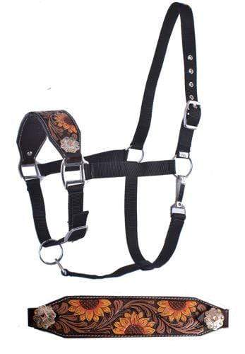 Showman Showman Adjustable Nylon Bronc Halter with Hand Painted Sunflower Nose Band