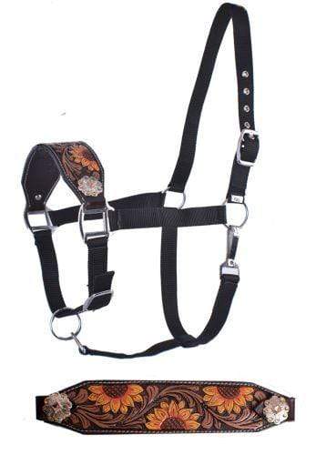 Horse Noseband Tack Bronc Leather HALTER Tiedown Lead Rope 28035 