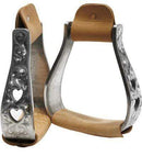 Showman Showman Aluminum Polished Engraved Stirrups With Cut Out Heart Design