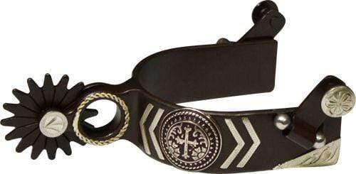 Showman Showman Antique Brown Spur With Silver Engraved Cross Concho