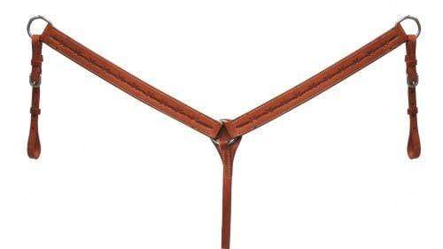 Showman Showman Argentina Cow Leather Breast Collar With Barbed Wire Tooled Design