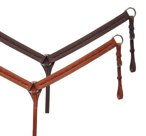 Showman Showman Argentina Cow Leather Breast Collar With Barbed Wire Tooled Design
