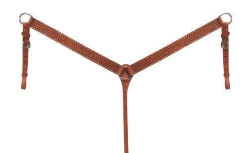 Showman Showman Argentina Cow Leather Breast Collar With Basket Tooled Design