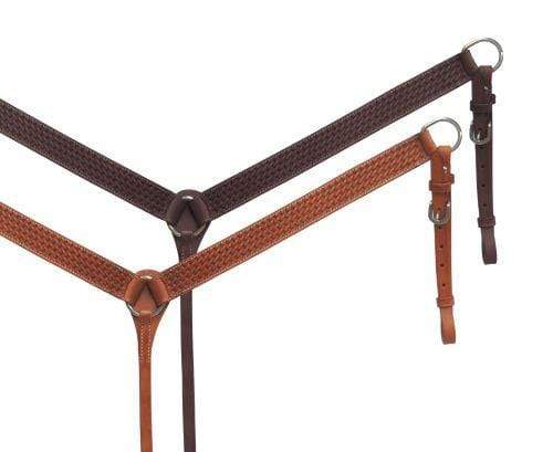 Showman Showman Argentina Cow Leather Breast Collar With Basket Tooled Design
