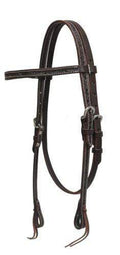 Showman Showman Argentina Cow Leather Headstall With Barbed Wire Tooling