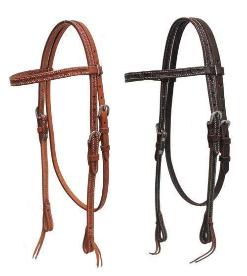 Showman Showman Argentina Cow Leather Headstall With Barbed Wire Tooling