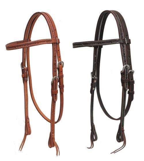 Showman Showman Argentina Cow Leather Headstall With Barbed Wire Tooling