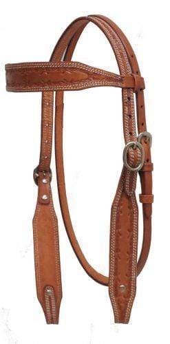 Showman Showman Argentina Cow Leather Headstall With Barbed Wire Tooling