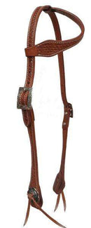 Showman Showman Argentina Cow Leather Headstall With Basket Weave Tooling