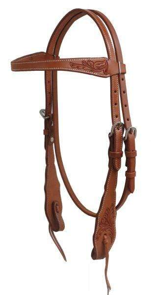 Showman Showman Argentina Cow Leather Headstall With Floral Tooled Accents