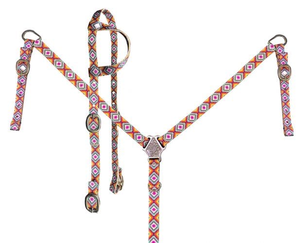 Showman Showman Aztec Print Nylon One Ear Headstall Set