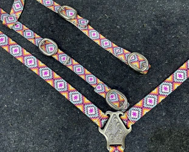Showman Showman Aztec Print Nylon One Ear Headstall Set