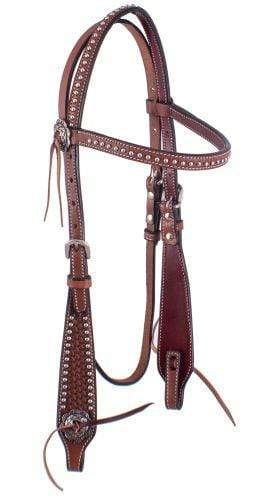 Showman Showman Basket Tooled Browband Argentina Cow Leather Headstall