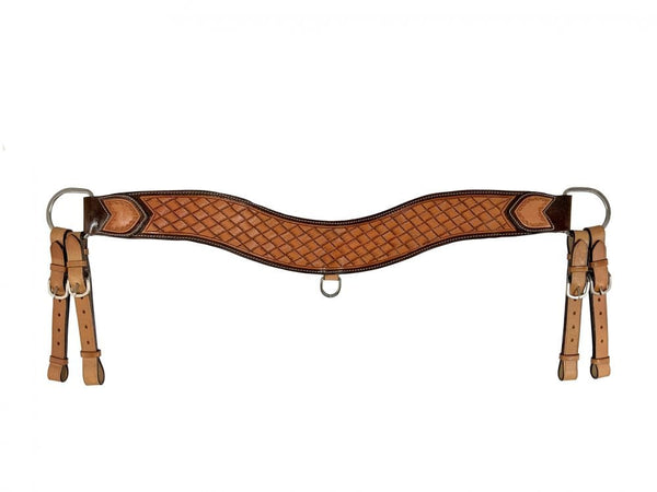 Showman Showman Basketweave Tooled Light Oil Leather Tripping Collar