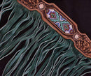 Showman Showman Beaded Inlay and Suede Leather Fringe Headstall Set