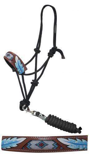 Showman Showman Beaded Inlay Rope Halter With Painted Feathers
