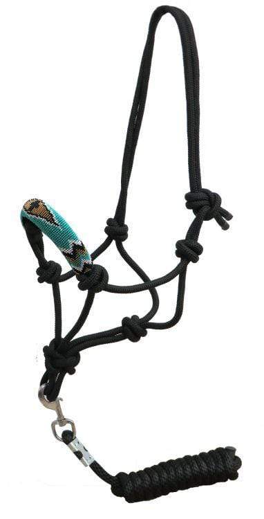Showman Showman Beaded Nose Cowboy Knot Rope Halter With 7' Lead