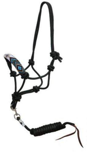 Showman Beaded Nose Cowboy Knot Rope Halter with 7' Lead
